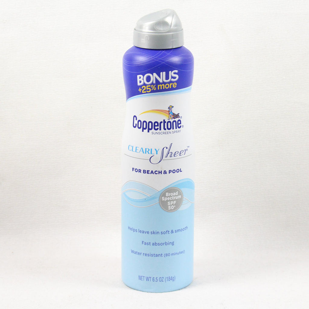 Coppertone Clear Sheer Beach & Pool Spray SPF 50, 5 oz