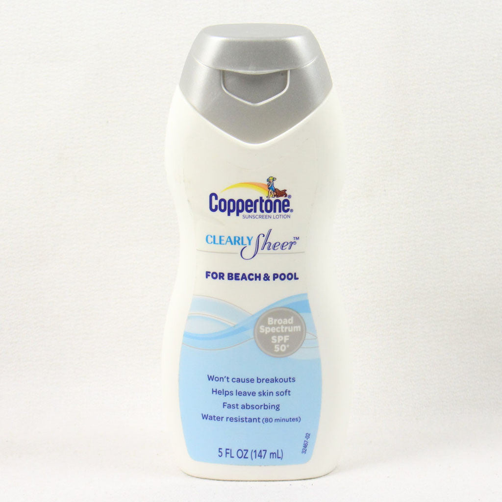 Coppertone Clearly Sheer SPF 50 Lotion for Beach and Pool, 5 Ounce