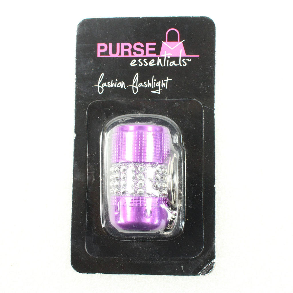 Purple with Rhinestone Multi Led Flashlight Keychain