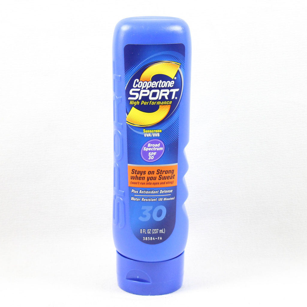 Coppertone Sport Sunscreen Lotion, SPF 30, Ultra Sweat-Proof, 8-Ounces.