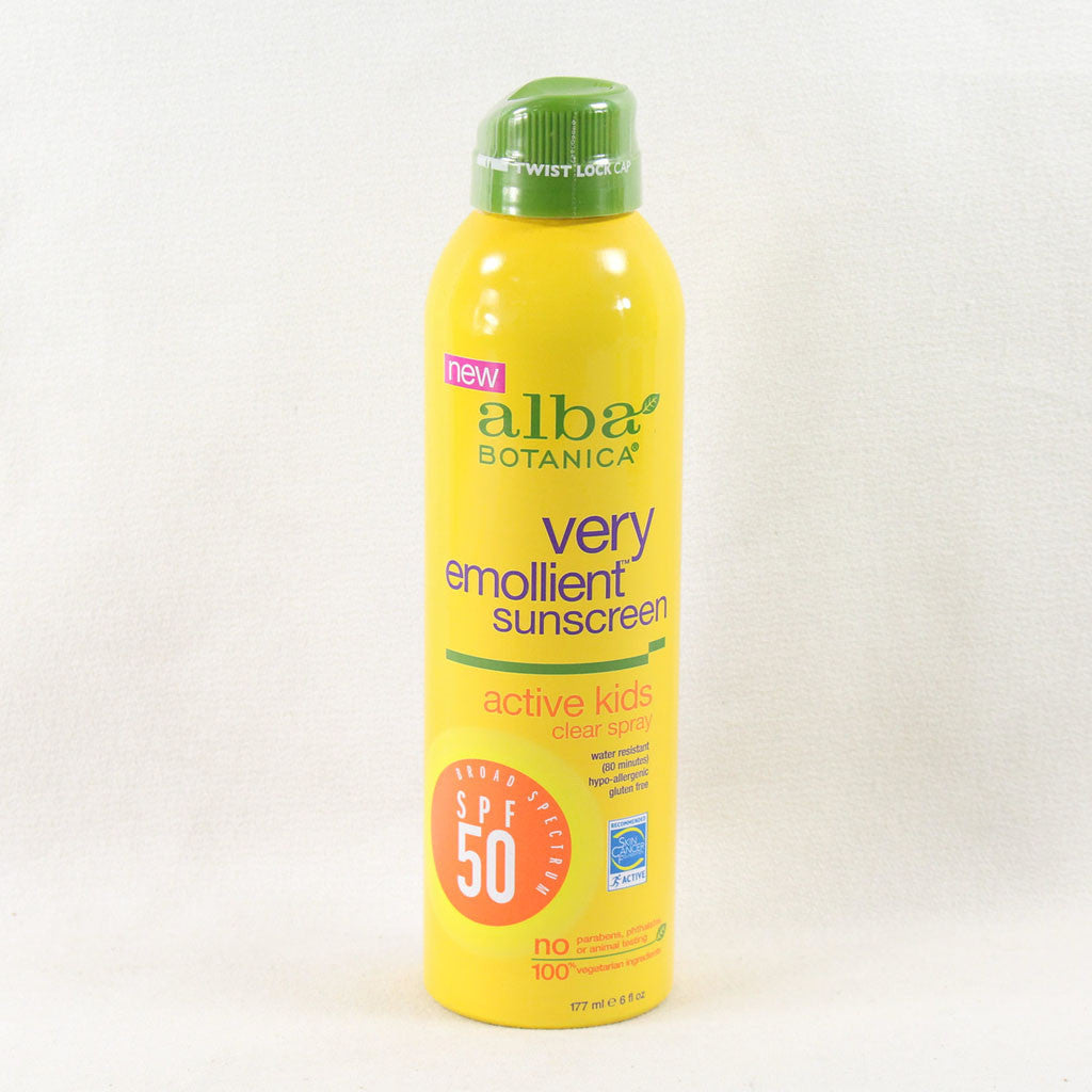 Alba Botanica Very Emollient, Kids Spray Sunscreen SPF 50, 6 Ounce