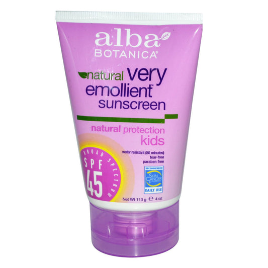 Alba Botanica Very Emollient, Kids Sunscreen SPF 45, 4 Ounce