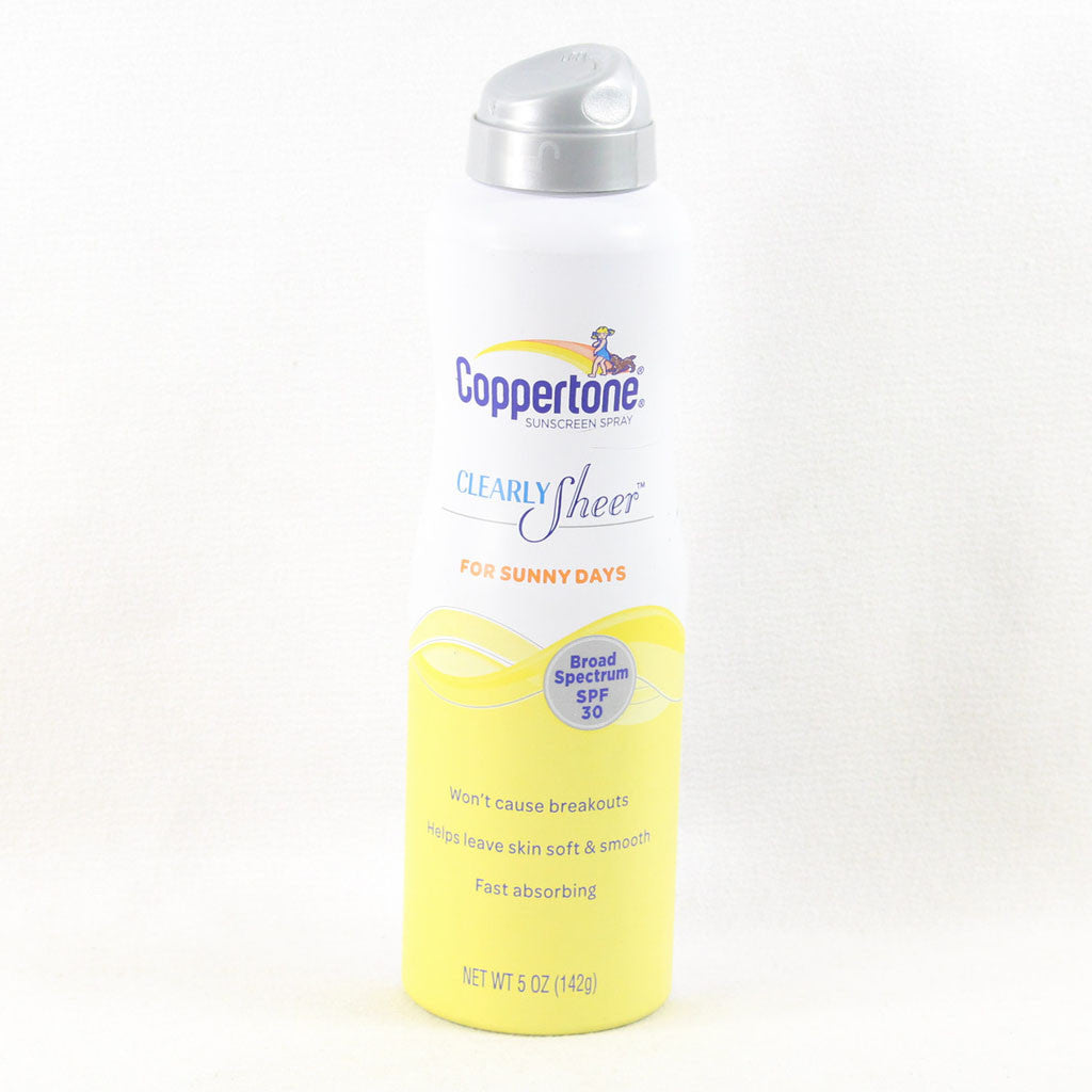 Coppertone Clearly Sheer SPF 30 Sunscreen Spray for Sunny Days, 5 Ounce