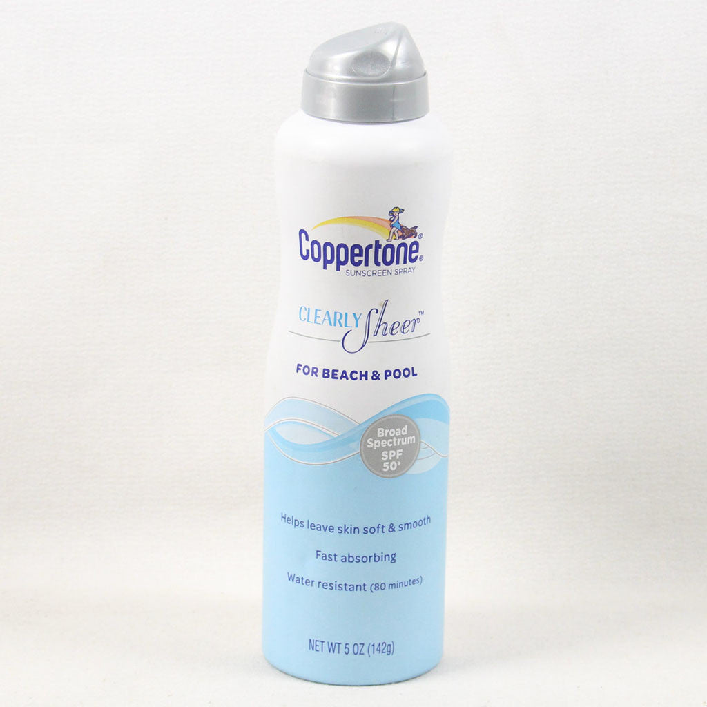 Coppertone Clear Sheer Beach & Pool Spray SPF 50, 5 oz