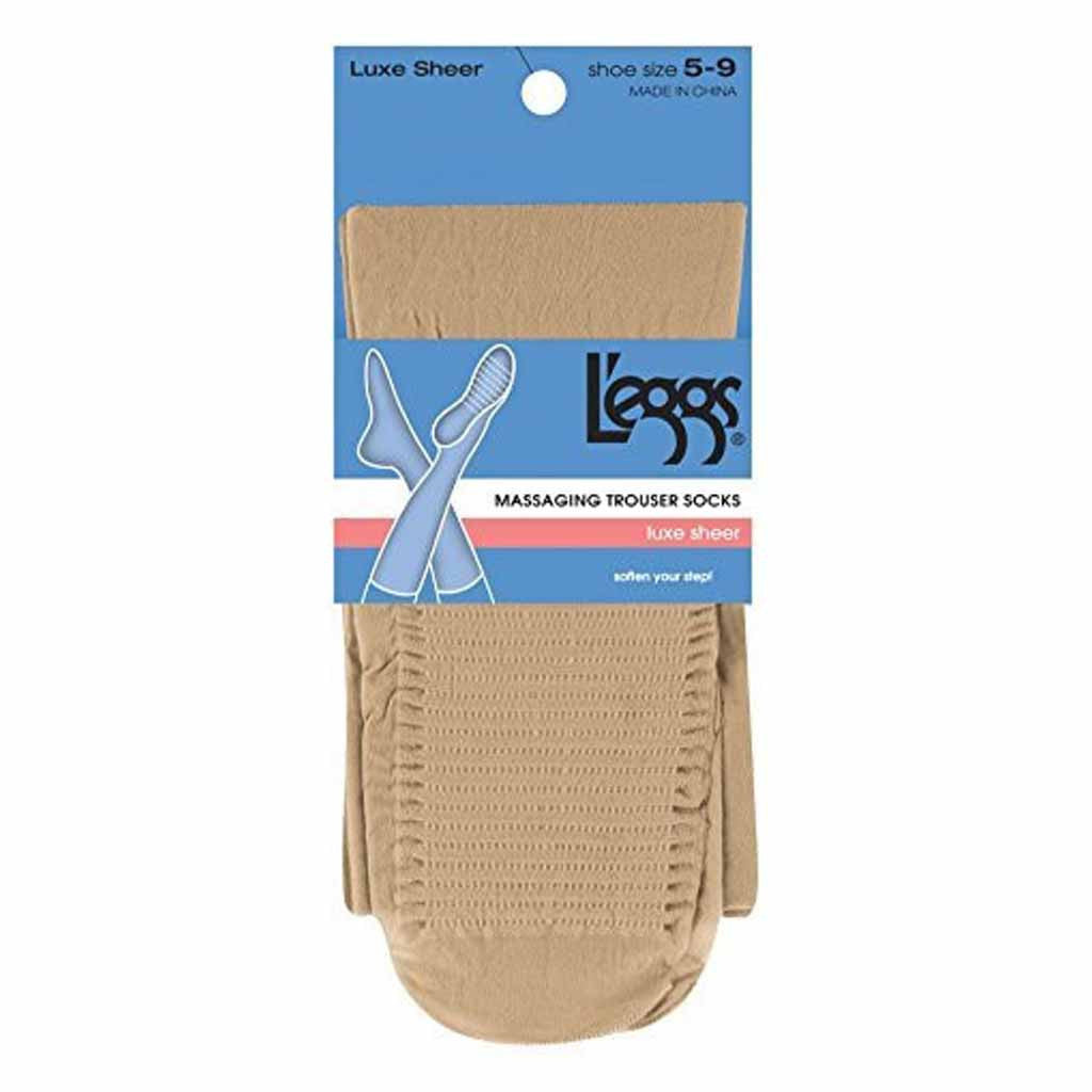 Leggs 3927 Luxe Sheer Massaging Foot Trouser Sock Size 5-9 Natural Brown