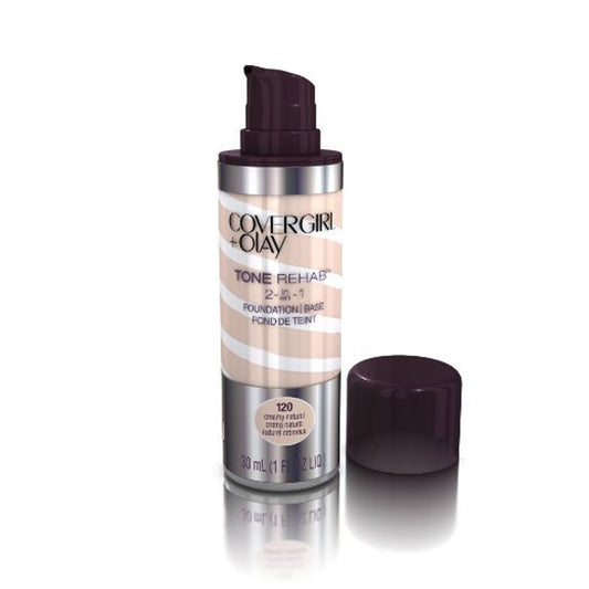COVERGIRL and Olay Tonerehab 2-In-1 Foundation, Creamy Natural 120, 1 Fluid Ounce
